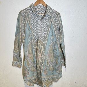 Soft Surroundings Paisley Tabitha Multicolor Long Sleeve Tunic Top